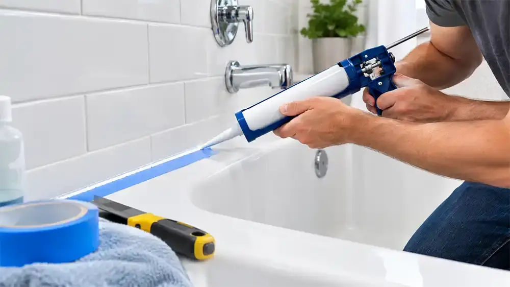 caulking a bathtub