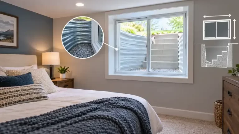 egress window inside basement remodel of bedroom